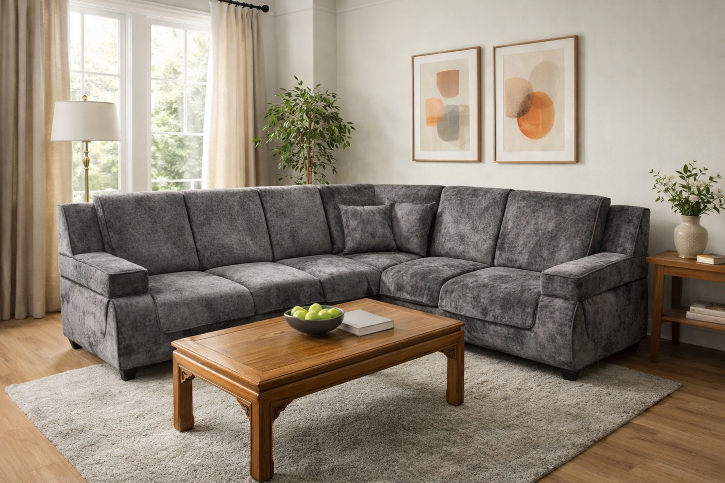 Charcoal Luxe L-Shaped Sectional Sofa