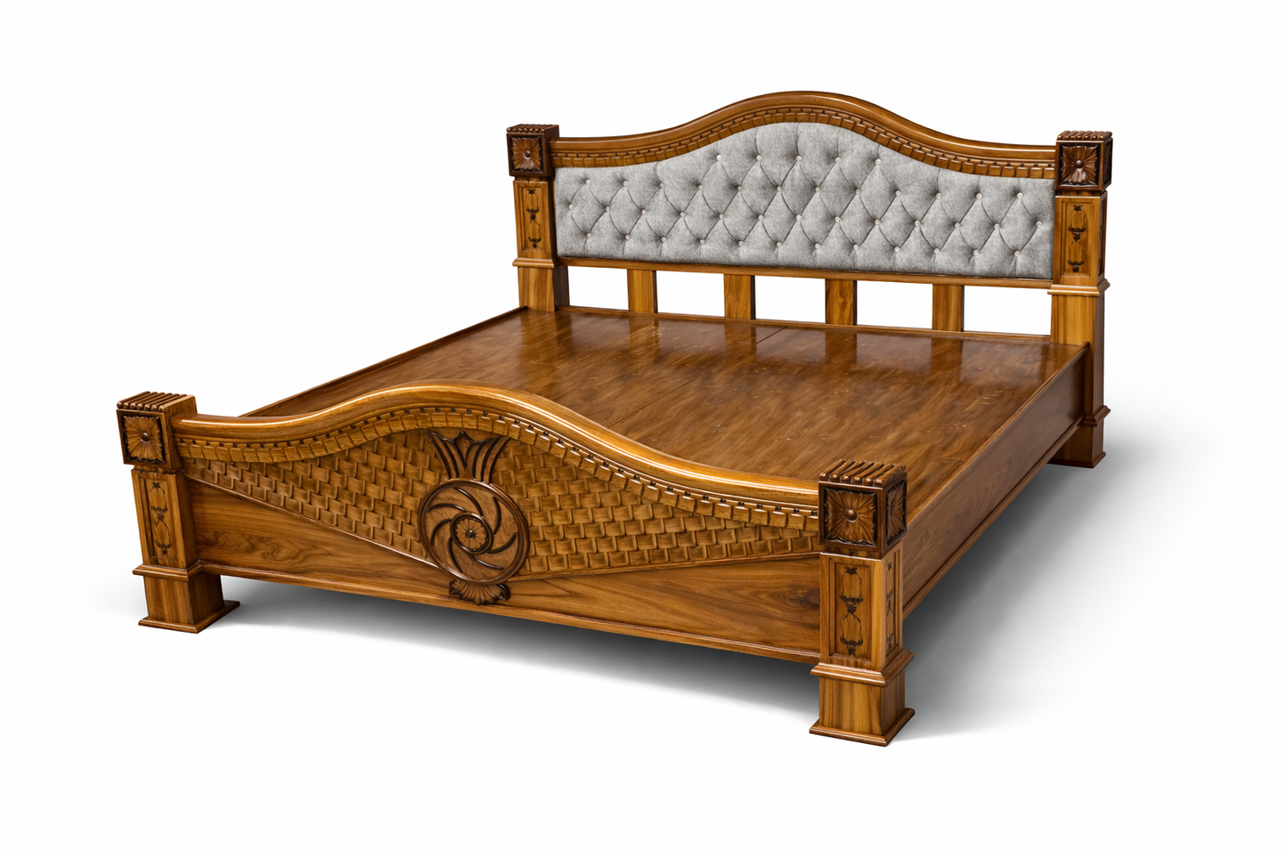 Royal Carved Wooden Bed in Elegant Interior