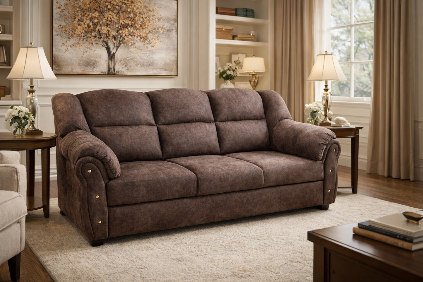 Regal Brown Sofa Set – Plush Comfort & Timeless Design