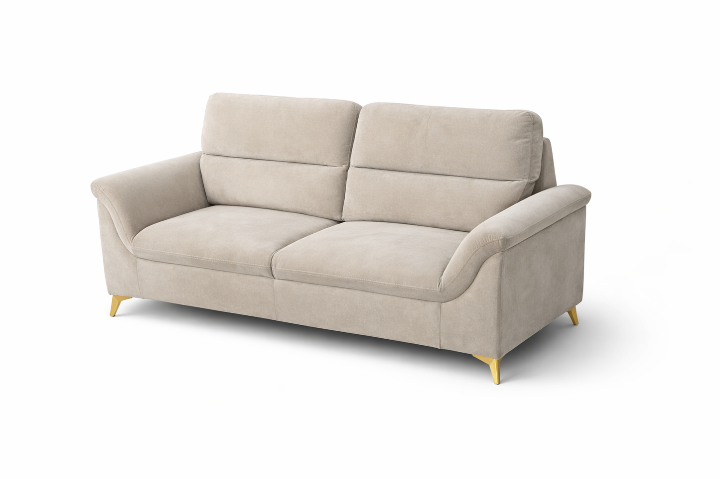 Modern Beige Sofa with Gold Accents