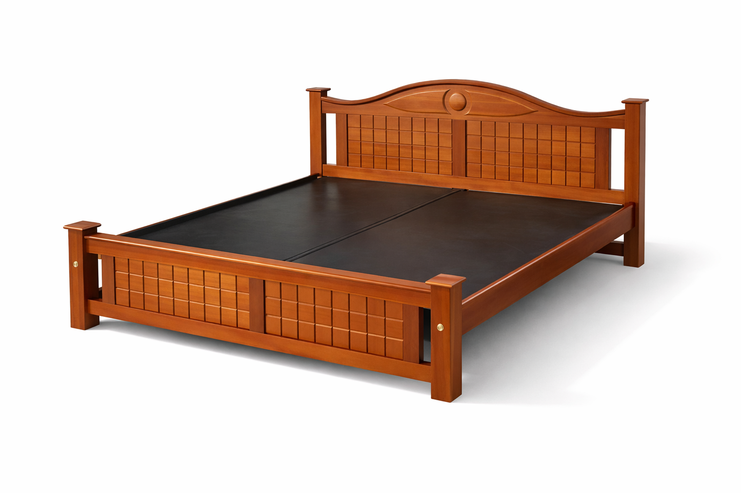 Regal Wooden Bed with Lattice Headboard