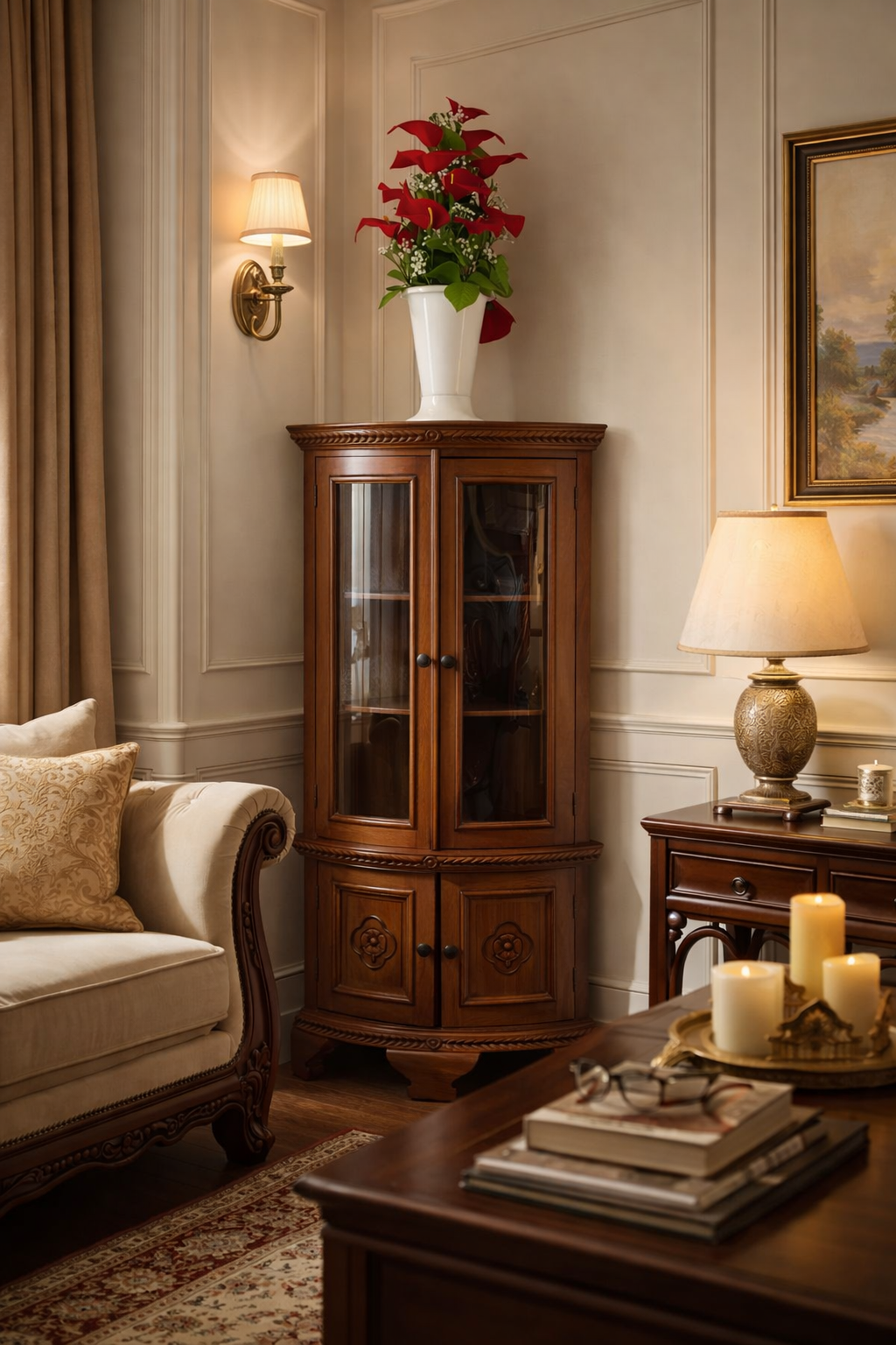 wooden corner cabinet