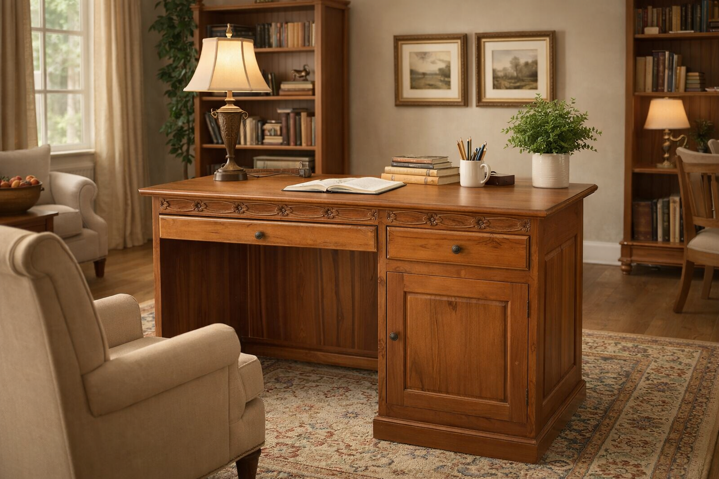Handcrafted Wooden Office Desk