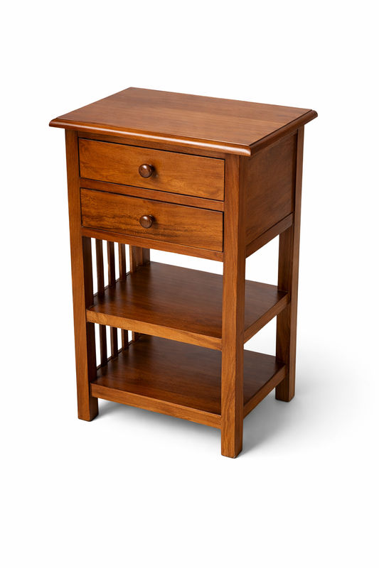 Classic Wooden Side Table with Dual Drawers