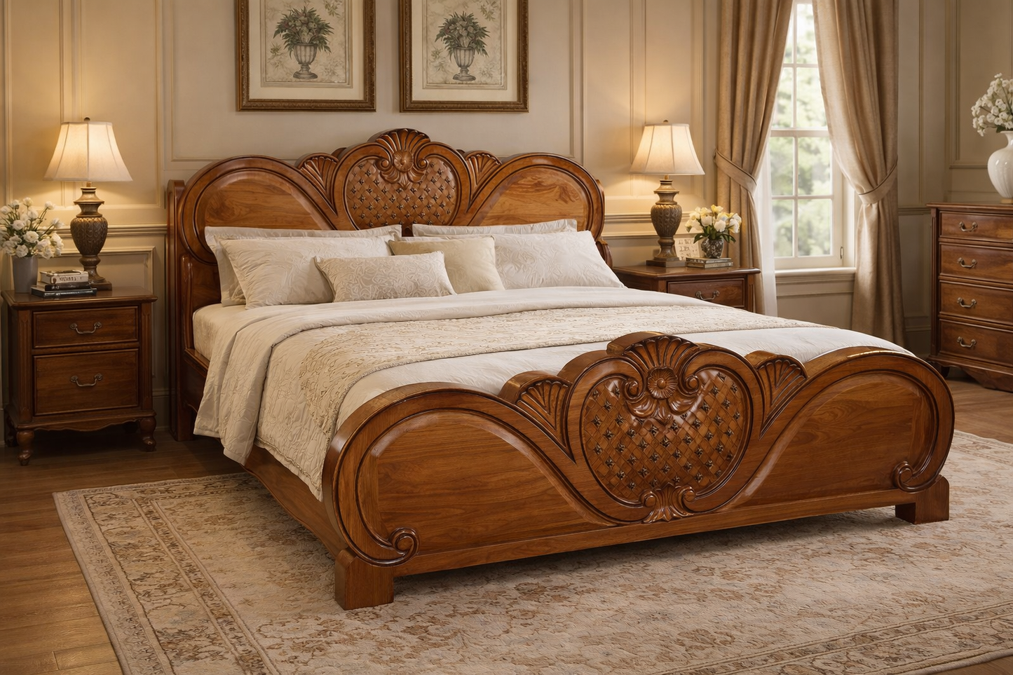 Royal Carved Wooden Bed
