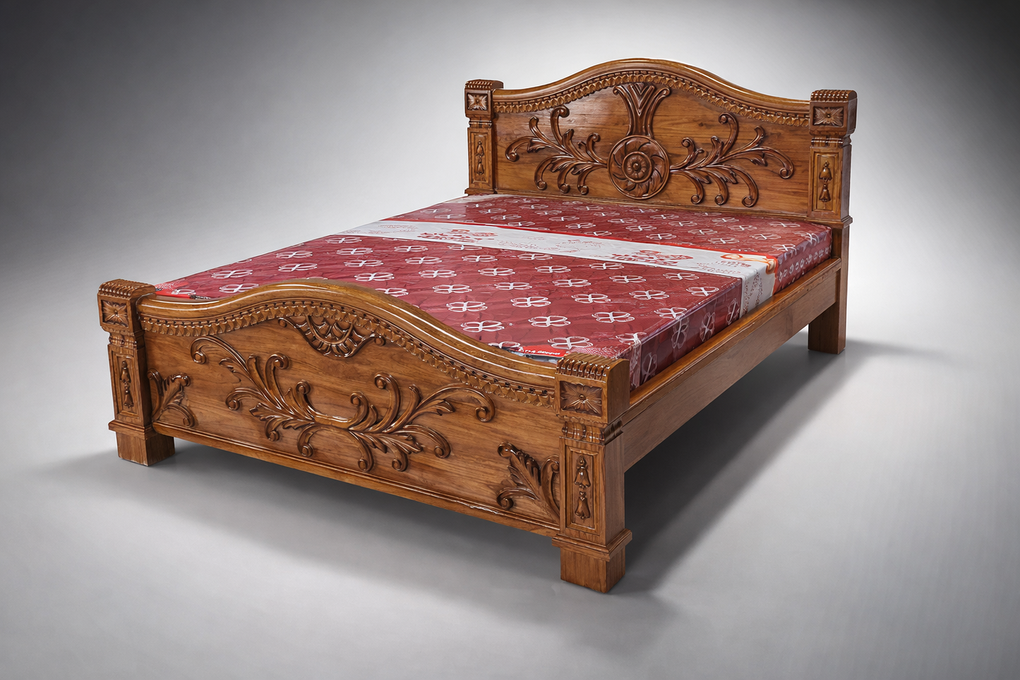 Royal Heritage Carved Wooden Bed