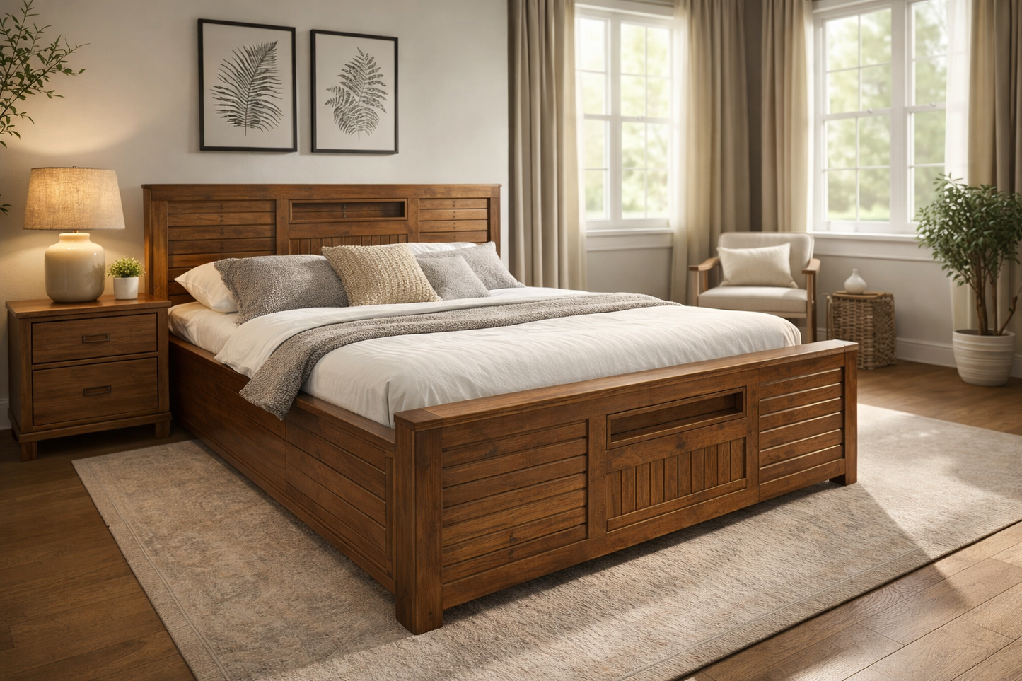 Premium Solid Wood Bed – Elegant Craftsmanship