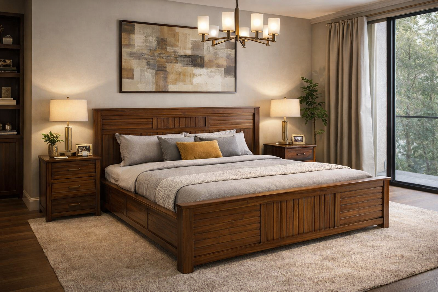 Premium Solid Wood Bed – Elegant Craftsmanship