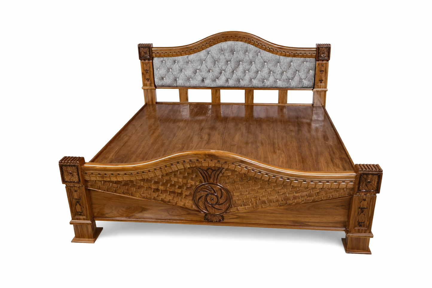 Royal Carved Wooden Bed in Elegant Interior
