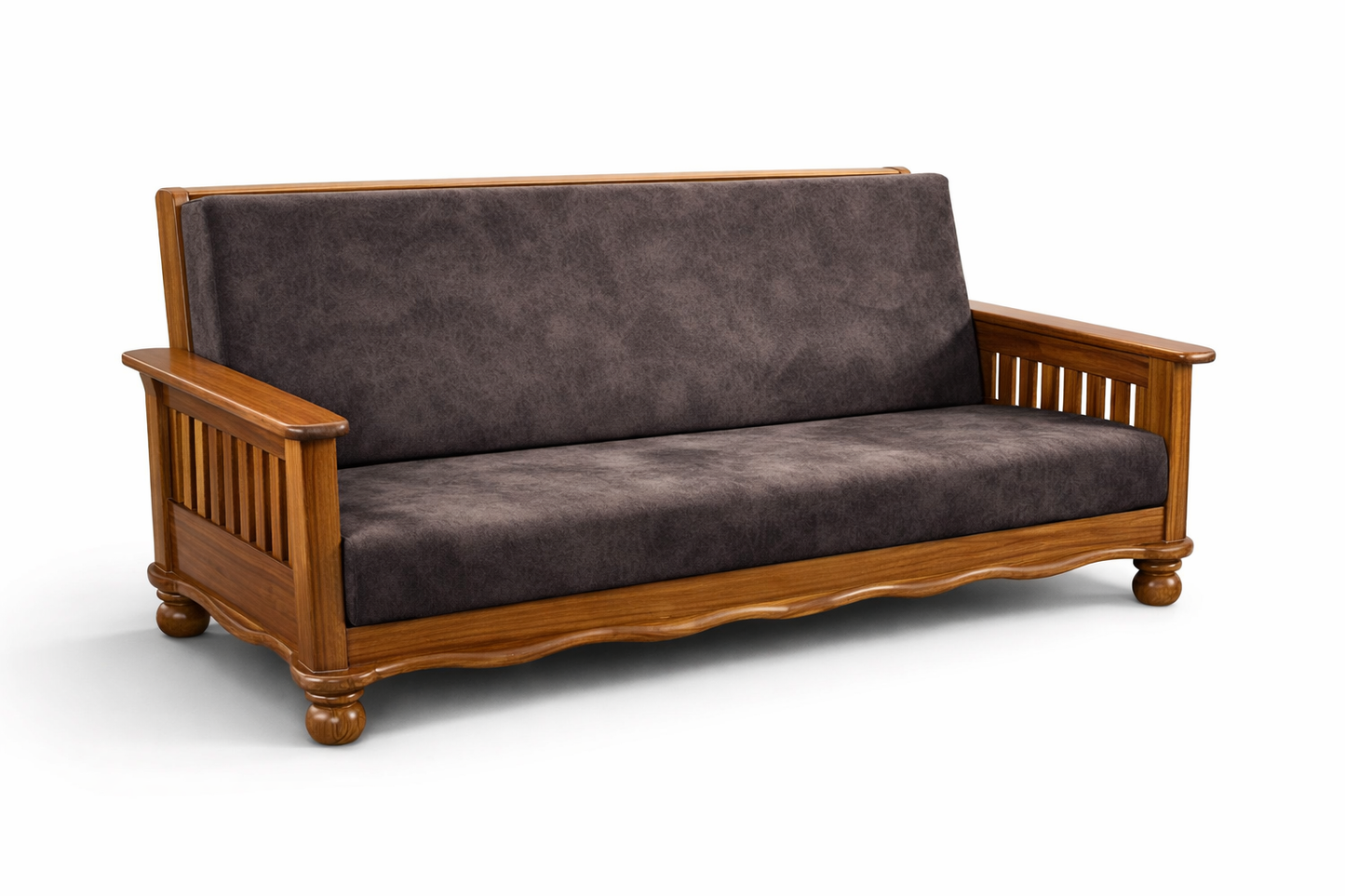 Classic Wooden Sofa Set – Warm Brown Finish
