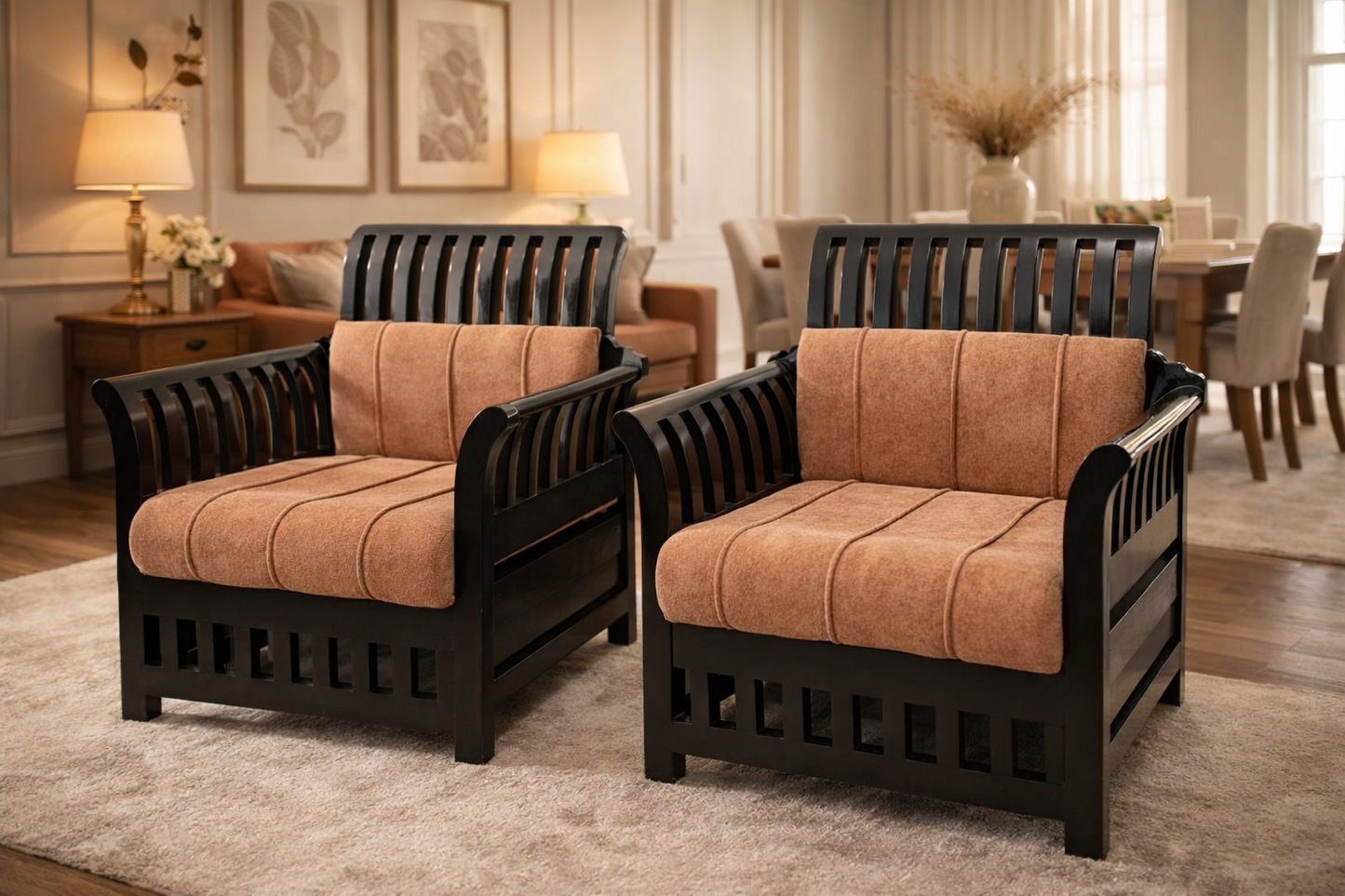 Rust Elegance Wooden Armchair