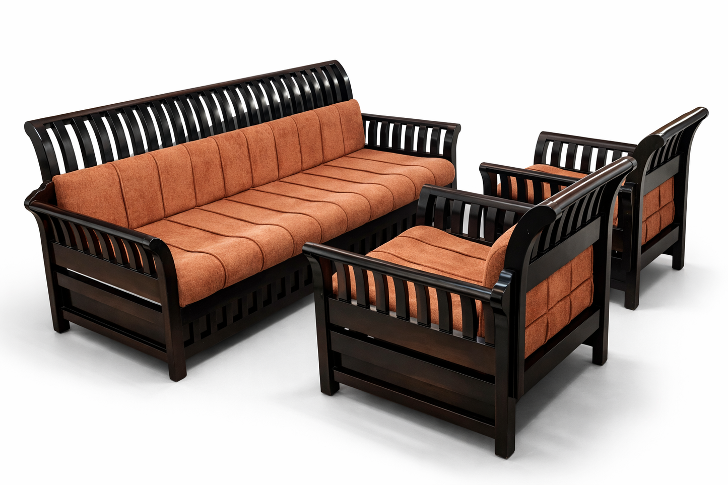 Rust Elegance Wooden Armchair