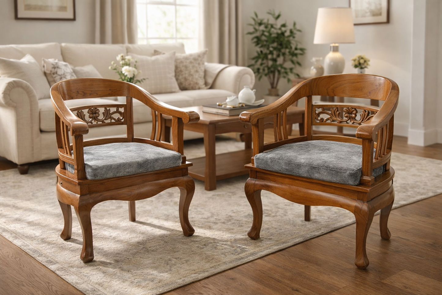 Regal Wooden Sofa Set – Handcrafted Elegance