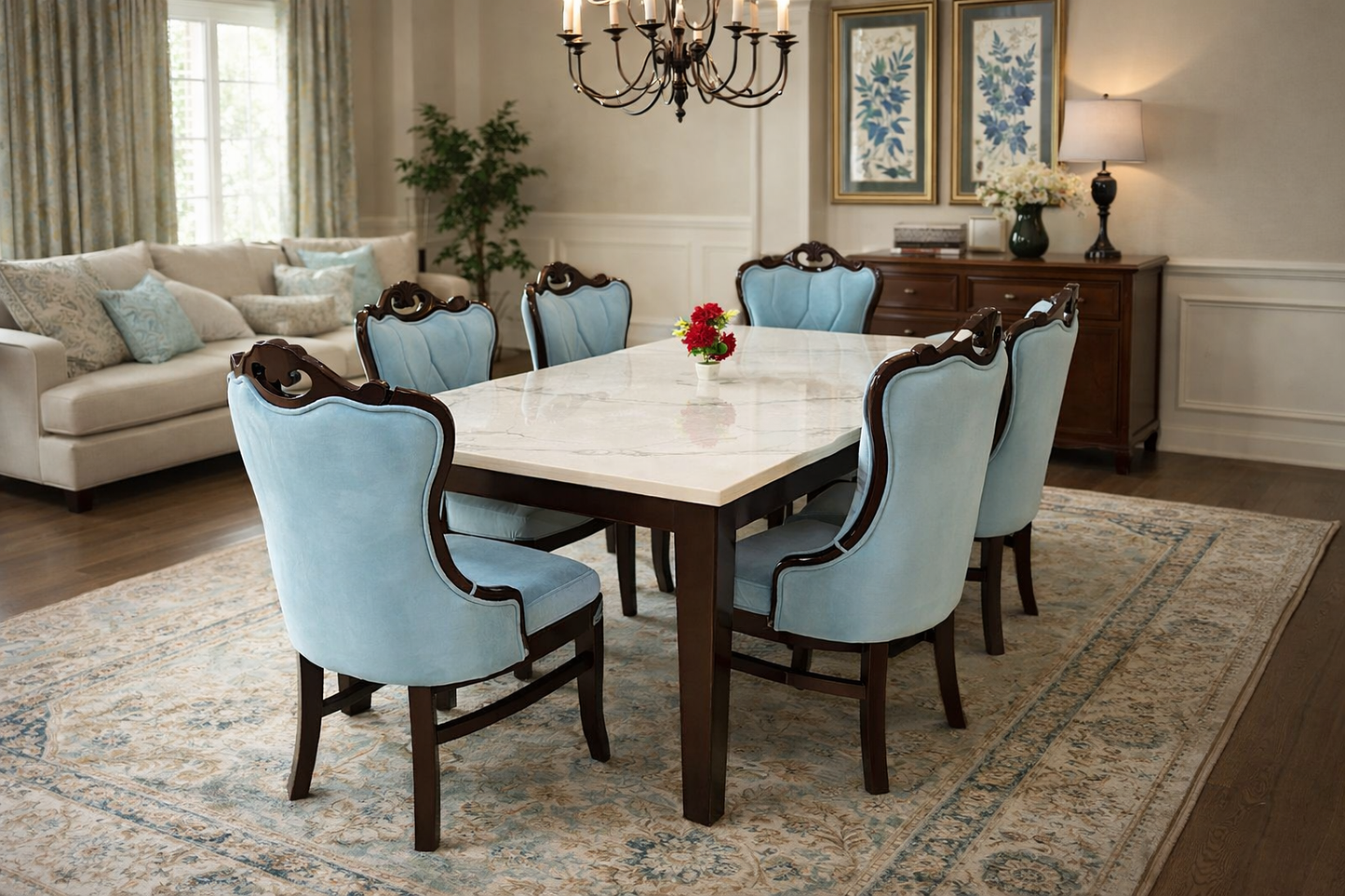 Regal Marble Dining Ensemble