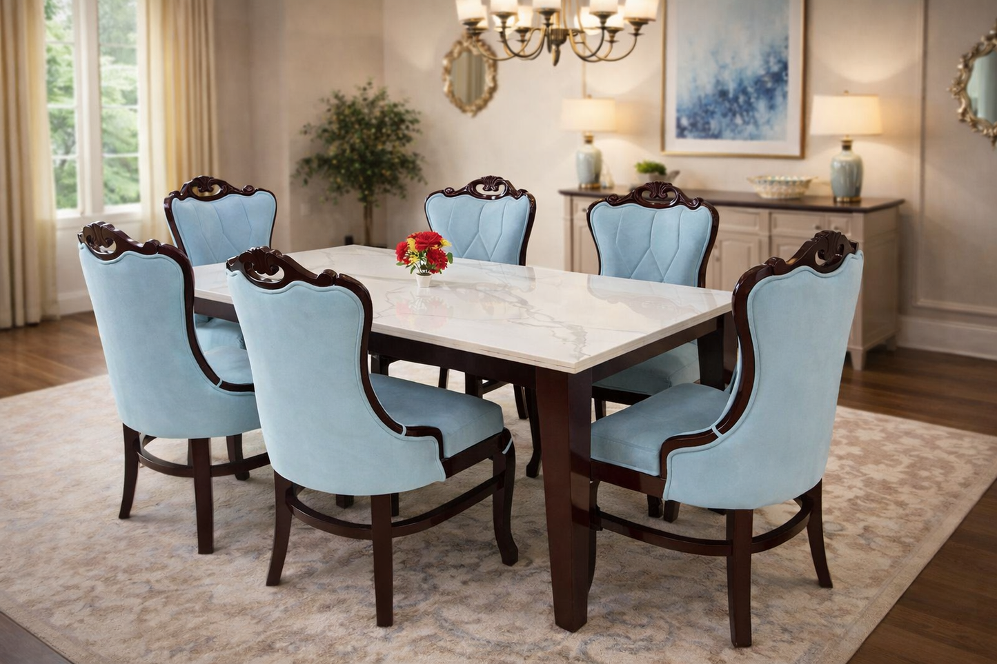Regal Marble Dining Ensemble