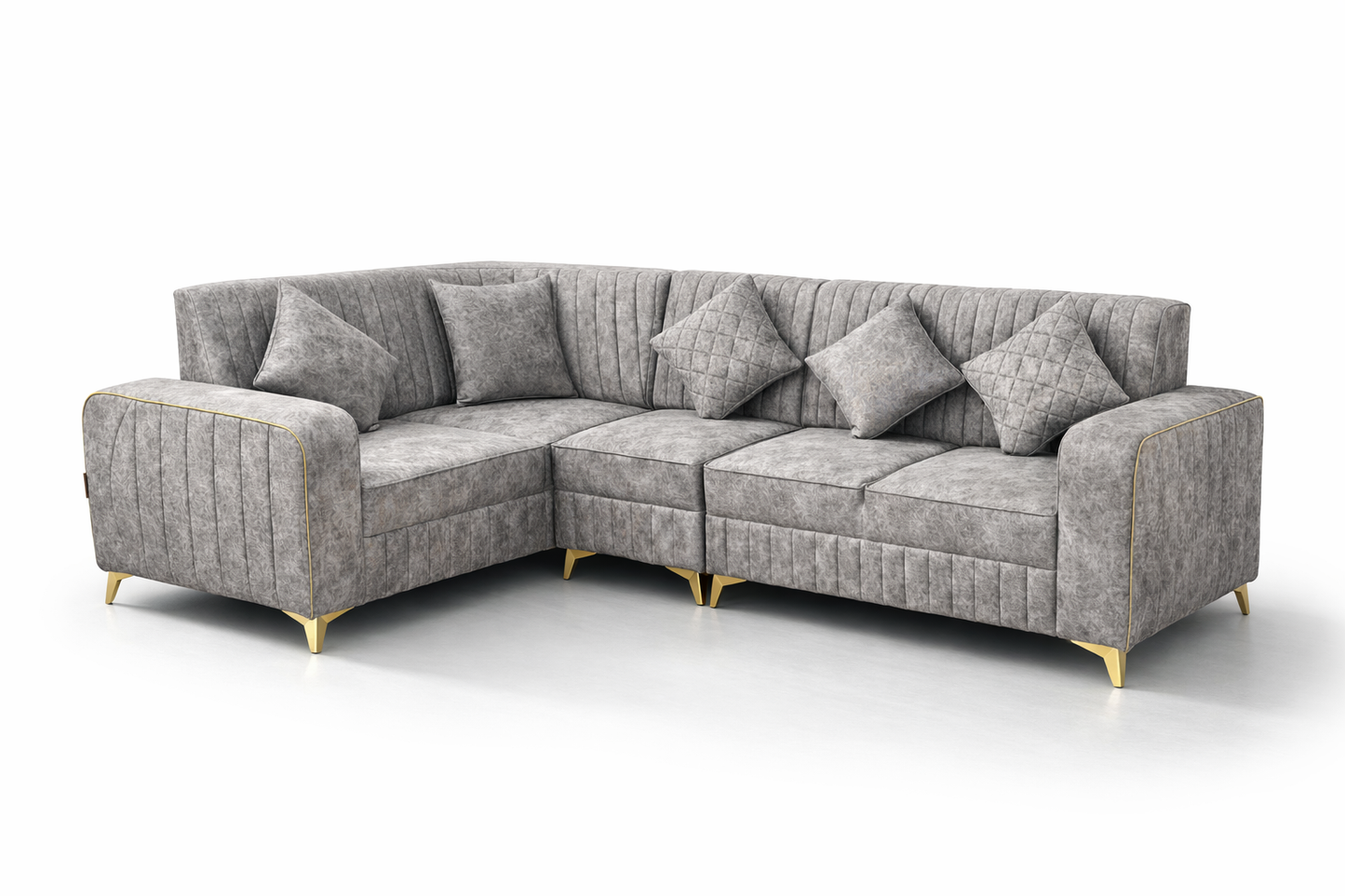 Elegant Grey L-Shaped Sectional Sofa