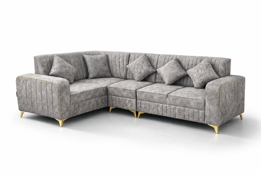 Elegant Grey L-Shaped Sectional Sofa
