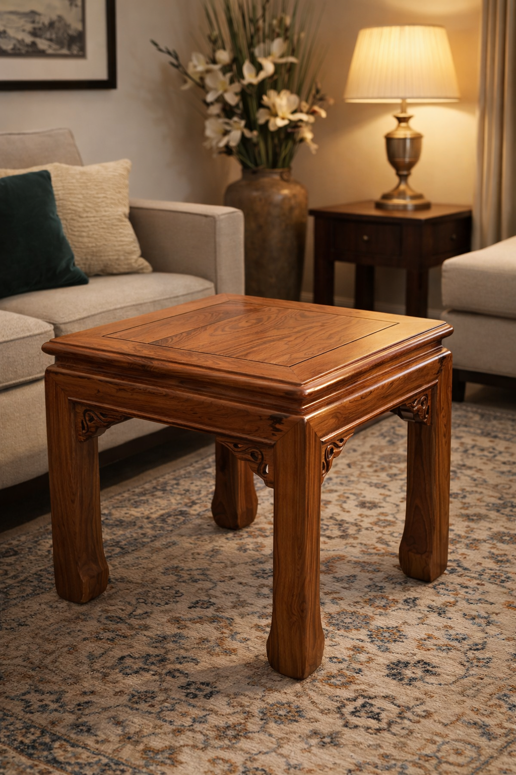 Elegant Carved Wooden Side Table