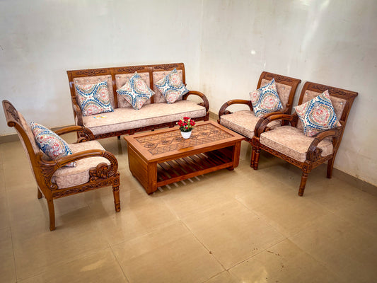 Luxury wooden sofa with cushion