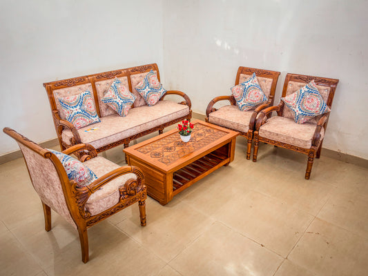 Luxury wooden sofa with cushion